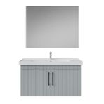 Creavit D20 Kapaklı Lavabo Dolabı Düz Ayna Takımı Gri Lake 100 cm