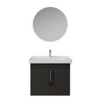 Creavit D20 Kapaklı Lavabo Dolabı Takımı Yuvarlak Ayna Antrasit 65 Cm