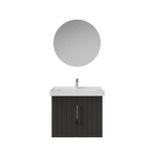 Creavit D20 Kapaklı Lavabo Dolabı Takımı Yuvarlak Ayna Antrasit Lake 65 Cm