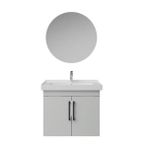 Creavit D20 Kapaklı Lavabo Dolabı Takımı Yuvarlak Ayna Beyaz 65 cm