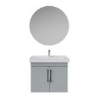 Creavit D20 Kapaklı Lavabo Dolabı Takımı Yuvarlak Ayna Gri 65 Cm