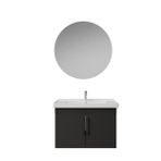 Creavit D20 Kapaklı Lavabo Dolabı Yuvarlak Ayna Takımı Antrasit 80 cm