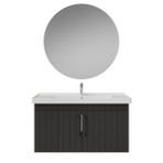 Creavit D20 Kapaklı Lavabo Dolabı Yuvarlak Ayna Takımı Antrasit Lake 100 Cm