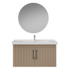 Creavit D20 Kapaklı Lavabo Dolabı Yuvarlak Ayna Takımı Dafne Lake 100 Cm
