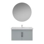 Creavit D20 Kapaklı Lavabo Dolabı Yuvarlak Ayna Takımı Gri 100 Cm