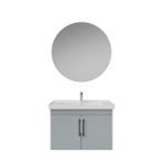 Creavit D20 Kapaklı Lavabo Dolabı Yuvarlak Ayna Takımı Gri 80 Cm