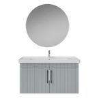 Creavit D20 Kapaklı Lavabo Dolabı Yuvarlak Ayna Takımı Gri Lake 100 Cm