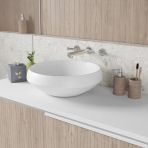 Creavit Deep Oval Tezgâh Üstü Beyaz Batarya Deliksiz Lavabo 45X45 Cm De045