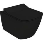 Creavit Elegant Kömür Karası Kanalsız Asma Klozet EG321, Creavit Elegant Duroplast Yavaş Kapak - Siyah