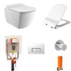 Creavit Elegant Rim-Off Asma Klozet + Yavaş Kapanır Kapak + Vitra Gömme Rezervuar Set - Beyaz