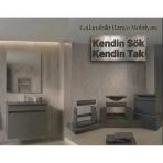 Creavit Flexio 65 Cm Katlanabilir Banyo Dolabı Antrasit Set