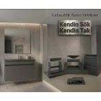 Creavit Flexio 80 Cm Katlanabilir Banyo Dolabı Antrasit Set