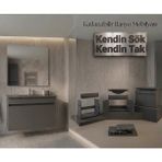 Creavit Flexio 80 Cm Katlanabilir Banyo Dolabı Antrasit Set