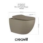 Creavit Free Kanalsız Mat Cappuccino Asma Klozet Fe322, Creavit Free Duck Duroplast Yavaş Kapak