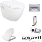 Creavit GR5001 Asma Klozet TP325 5'li Yavaş Mat Buton Kapak Gömme Rezervuar