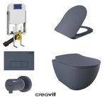 Creavit GR5001- FE320 5 Parça Basalt Mat Asma Klozet Gömme Rezervuar Seti