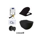 Creavit GR5001- FE320 5 Parça Siyah Mat Asma Klozet Gömme Rezervuar Seti