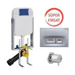 Creavit GR5001 Gömme Rezervuar + GP8002 Mat Buton + AC50L Stop Valf 3'lü
