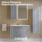 Creavit Kayra Mat Gri Lavabo Dolabı Takımı Dolaplı 100 cm