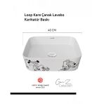 Creavit Loop Gen-Z Kare 40 Cm Masa Üstü İnce Lavabo Karikatür Baskı Extra Beyaz