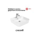 Creavit Loop Kare Beyaz Delikli Lavabo 45 Cm LP046