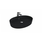 Creavit Loop Oval İnce Mat Siyah Batarya Delikli 60 cm LP161-00SM00E-0000 Masaüstü Setüstü Çanak Lavabo