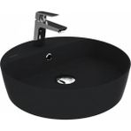 Creavit Loop Yuvarlak Masaüstü Setüstü Çanak Lavabo Siyah Mat Batarya Delikli Ø45 cm LP146