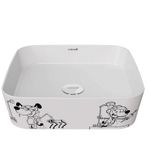 Creavit LP040 Loop Kare Çanak Lavabo 40 cm Karikatür Desen Uygulamalı