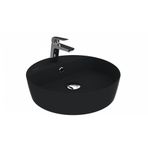 Creavit LP146-00SM00E-0000 Loop Siyah Mat Batarya Delikli 45 cm Yuvarlak Masaüstü Setüstü Çanak Lavabo