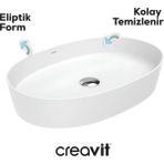 Creavit LP170 Loop 70 Oval Deliksiz Lavabo, 70X40 cm - Beyaz
