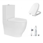 Creavit Mare Duvara Sıfır Kanalsız Klozet + Rezervuar + Duroplast Kapak + Çift Basmalı İç Takım Set