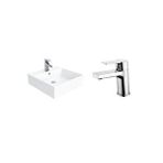 Creavit Nx256 Next Tezgah Üzeri Lavabo 50x50 Cm Ve Luna Ln1500 Lavabo Bataryası Beyaz