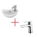 Creavit Oval Lavabo 23X40 cm Beyaz ve Luna Lavabo Bataryası (TP040+LN1500)