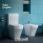 Creavit Solo Beyaz Kanalsız Duvara Sıfır Klozet Takım So361, Creavit Solo Duroplast Yavaş Kapak