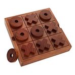 CreekView Home Emporium Büyük Tic Tac Parmak Oyunu Açık Hava Oyun Masası - 21,8 x 21,8 cm Ahşap Masa Üstü Oyunlar Saklanma Kutulu