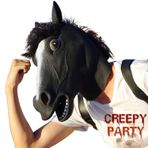 CreepyParty Cadılar Bayramı Kostümü Parti Hayvan Kafası Lateks Maskeler Siyah At