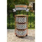 Cremighaus Ahşap Sebzelik Geleneksel Tasarım Altıgen 3 X 5 Lt Kapasiteli Dama Desenli