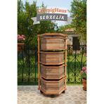 CremigHaus Ahşap Sebzelik Geleneksel Tasarım Altıgen 4 x 5 lt Kapasiteli Kemençe Desenli