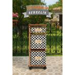 Cremighaus Ahşap Sebzelik Geleneksel Tasarım Kare 2 X 7 Lt + 3 Lt Kapasiteli Dama Desenli