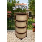 CremigHaus Ahşap Sebzelik Geleneksel Tasarım Yuvarlak Akça Desenli 4 x 5 Kg Kapasiteli Hazır Gönderim