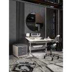 Creo Mobili Fonksiyonel Home Ofis Çalışma Masası + Sandalye + Keson - Ekru/Gri - Vega Delüx - 130x70