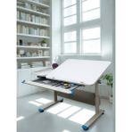 Creo Mobili Genç Çalışma Masası, Yükseklik ve Eğim Ayarlı Masa - 130x70 Cm, Beyaz/Mavi - Vega Standart - 130 x 70 x 75 cm