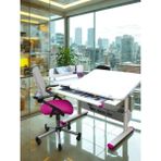 Creo Mobili Geniş Çekmeceli Üniversiteli Çalışma Masası + Sandalye - Ekru/Fuşya - Vega Advanced - 130x70