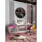 Creo Mobili Mimarlık İçin Uygun Eğim Verilebilir Çizim Masası + Sandalye + Keson - Ekru/Fuşya - Vega Delüx - 130x70