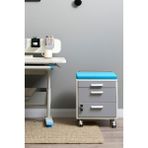 Creo Mobili Modern Ofis Depolama Ünitesi, Kilitli Çekmeceli Keson - Taşıma kap. 100kg, Ekru/Mavi - Vega