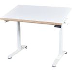 Creo Mobili Omni Simple Elektrikli Çalışma Masası, Yükseklik ve Eğim Ayarlı Ofis Masası, Bilgisayar ve Oyuncu Masası - 120 x 70 - Beyaz - Meşe
