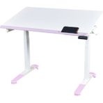 Creo Mobili Omni Simple Elektrikli Çalışma Masası, Yükseklik ve Eğim Ayarlı Ofis Masası, Bilgisayar ve Oyuncu Masası - 120 x 70 - Beyaz - Pembe