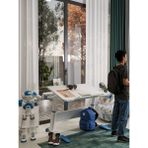 Creo Mobili Sirius Simple Erkek Çocuk Çalışma Masası Yükseklik Ayarlı Eğimli Ders Çalışma Masası - 120x75 Cm, Beyaz/Mavi - 120 x 75 x 75 cm