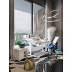 Creo Mobili Vega Delüx Plus Yükseklik Ayarlı Çalışma Masası, Ofis Çalışma Sandalyesi, Keson - Beyaz - Mavi - 130x70