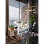 Creo Mobili Vega Delüx Plus Yükseklik Ayarlı Çalışma Masası, Ofis Çalışma Sandalyesi, Keson - Ekru - Gri - 130x70
